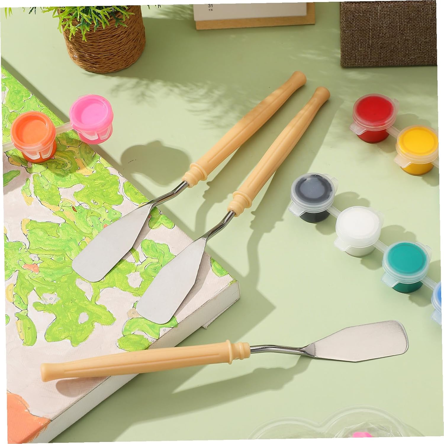 GALPADA 12pcs Plastic Handle Painting Spatulas Set, Oil Paint Mixing Scrapers for Artists, Flexible Pigment Palette Knives for Watercolor and Gouache Painting Supplies
