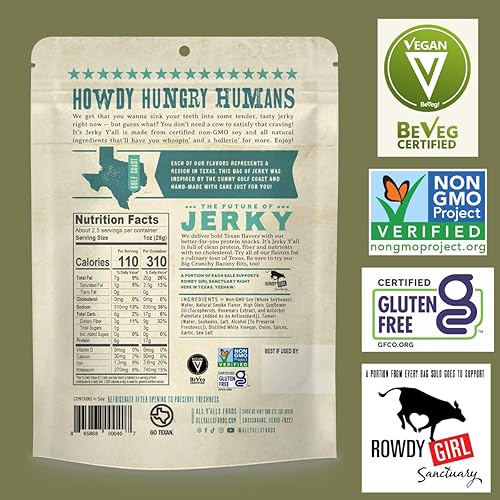 Miniatura 3 de All Yalls Foods - Variedad vegana de carne seca y tocino sal marina y pimienta TERIYAKI CHIPOTLE BACONY BITS sabrosos aperitivos veganos sin OMG sin