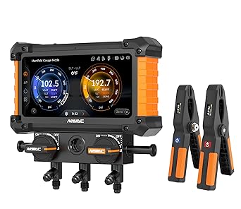 NAVAC NX1G Nexus 2 Digital Manifold Gauge, 2-Valve HVAC Tool with Wireless Temperature Clamps - HD Touchscreen, Class 0.4 Accuracy, Supports 100 Refrigerants, A2L Compatible, myNAVAC App
