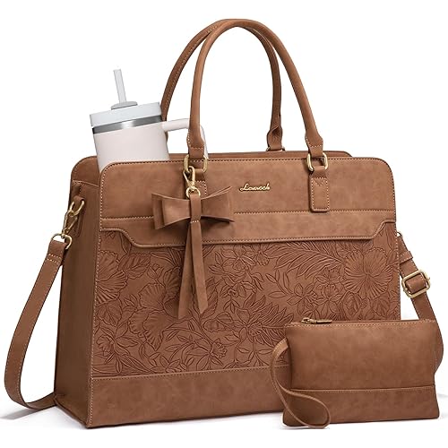 LOVEVOOK Laptop Tote Bag for Women,Leather Work Bag, Waterproof Business Teacher Bag,Large Computer Handbag Purse Briefcase,Office Gifts for Women