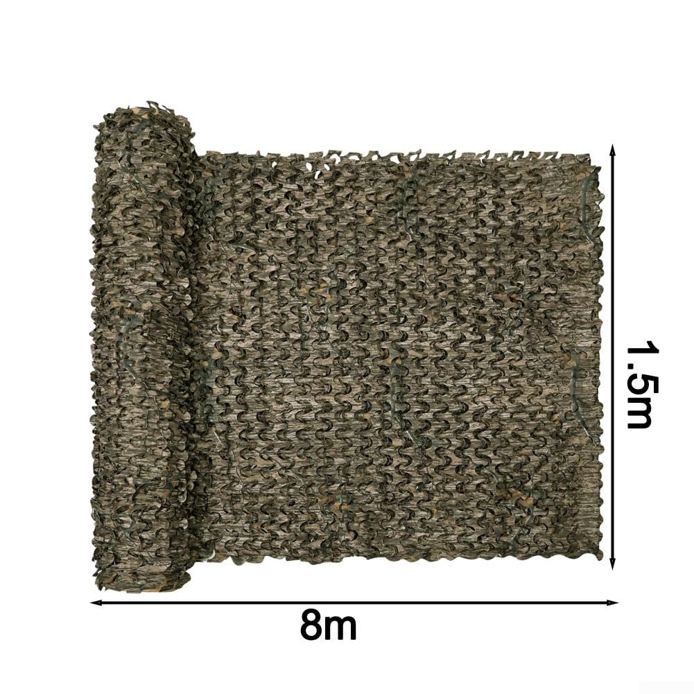 Red de camuflaje impermeable para caza de patos, barco, refugio, toldo de jardín y observación de aves, ligera, transpirable, 1 5 m de ancho (1,5 x 8 m)
