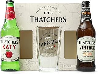 Thatchers Cider Gift Set - Apple Cider Gift Set Includes Thatchers Katy Cider, Thatchers Vintage Cider 500ml and Thatchers Pint Glass - Thatchers Cider Selection Gift Set, Perfect Cider Gifts for Men