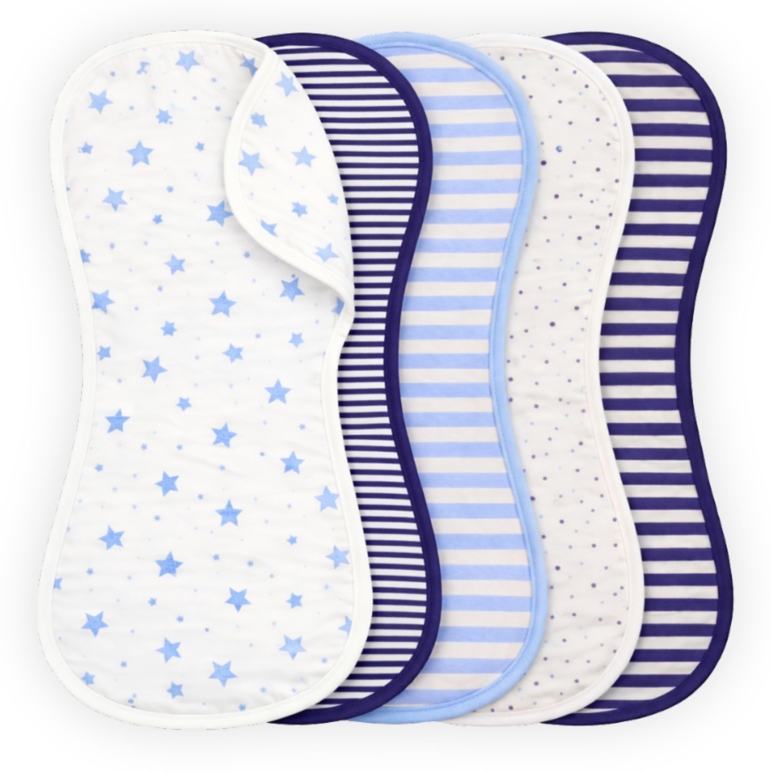 Tom Toms Kids Baby Organic Baby Burp Cloths 5 Pack - GOTS Certified Organic Cotton Contoured Figure-8 Design