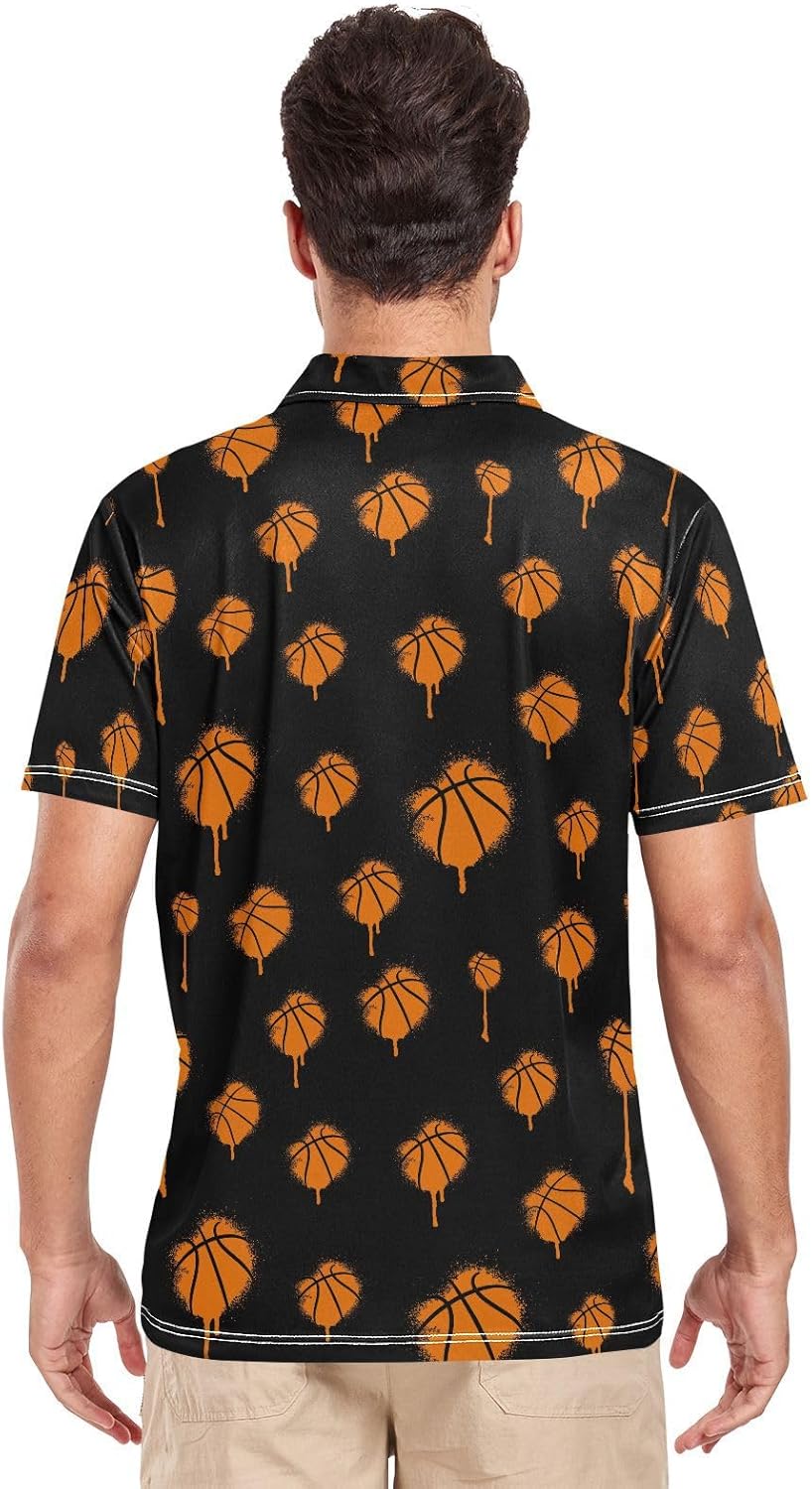 ZZXXB Penguin and Fish Men's Polo Shirts Short Sleeve Quick Dry Athletic Outdoor Sports Golf Shirts S-XXL