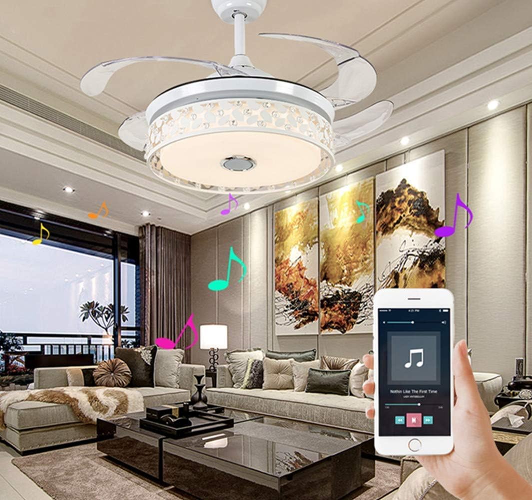 Limited RuiWing 42'' Modern Ceiling Fans with Lights Smart Bluetooth Music Player, Retractable Invisible Blades with Remote 7 Colors Dimmable LED Kits Chandelier for Dining Room Bedroom Cheap RuiWing 42'' Modern Ceiling Fans with Lights Smart Bluetooth Music Player, Retractable Invisible Blades with Remote 7 Colors Dimmable LED Kits Chandelier for Dining Room Bedroom
