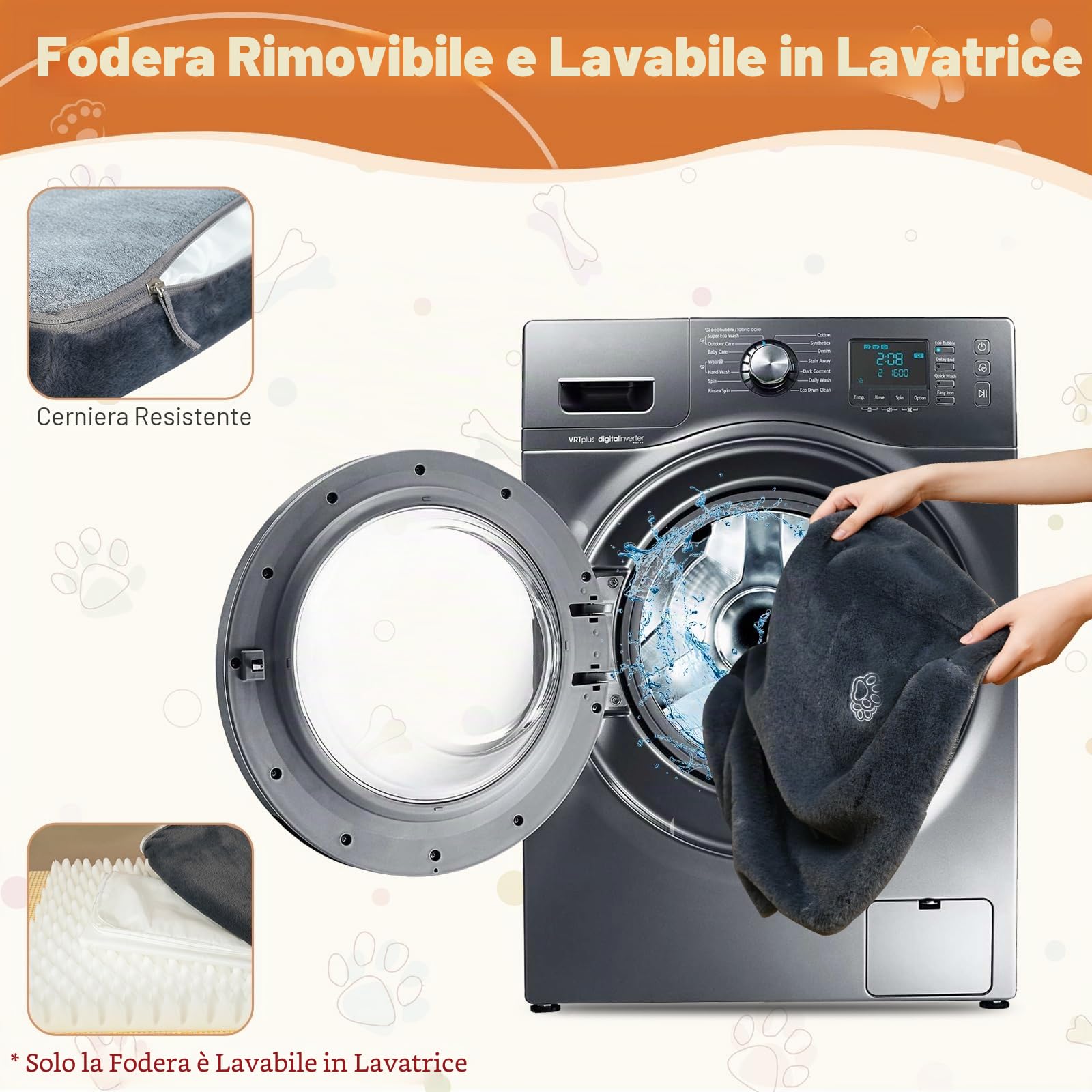 EMPSIGN Cuscino per cani reversibile (freddo e caldo), tappetino per cani di grandi taglia impermeabile (119 x 74 x 7,6 cm), letto per cani in schiuma ad alta densità, materasso per cani con fodera