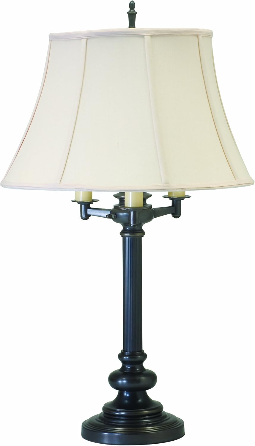 House Of Troy N650-AB Newport Collection Portable 30-Inch Six-Way Table Lamp, Antique Brass with Off-White Softback Shade