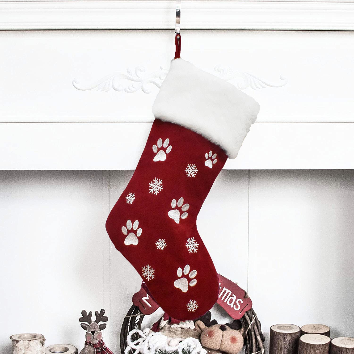 Horoper Cane Gatto Calze Natalizie, Sacchetti Regalo Di Natale Cane Animale Domestico Calze Calze Decorazione Natalizia Calza Appesa Bambola Giocattolo Decorazione Regali