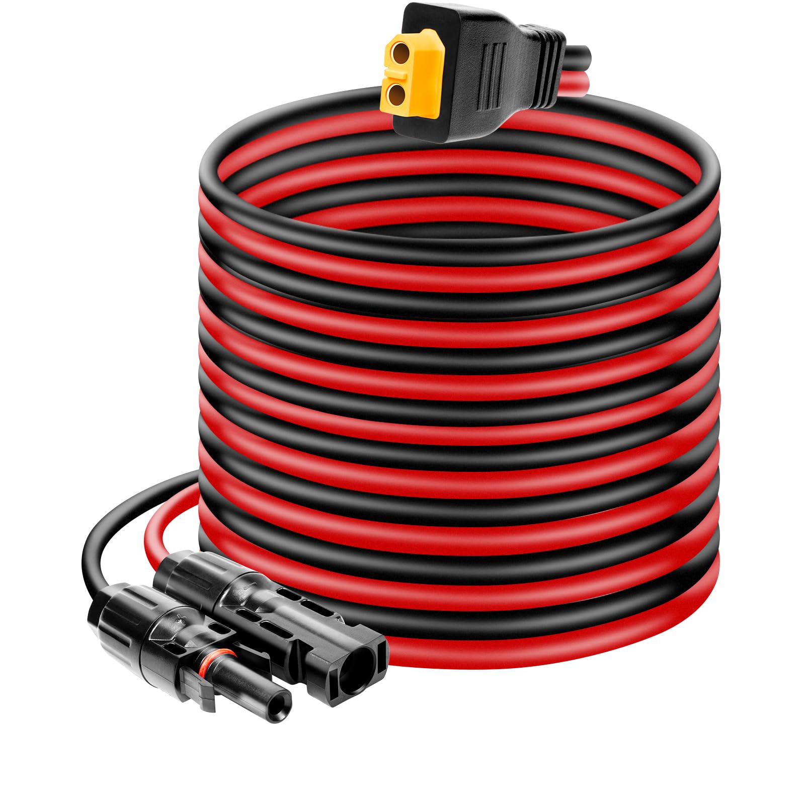 Conector de panel solar a XT60 Cable conector de 50 pies, 10 AWG Solar a XT60 Cable de extensión de carga XT60 (enchufe hembra) para panel solar plegable RV, estación de energía portátil, generador