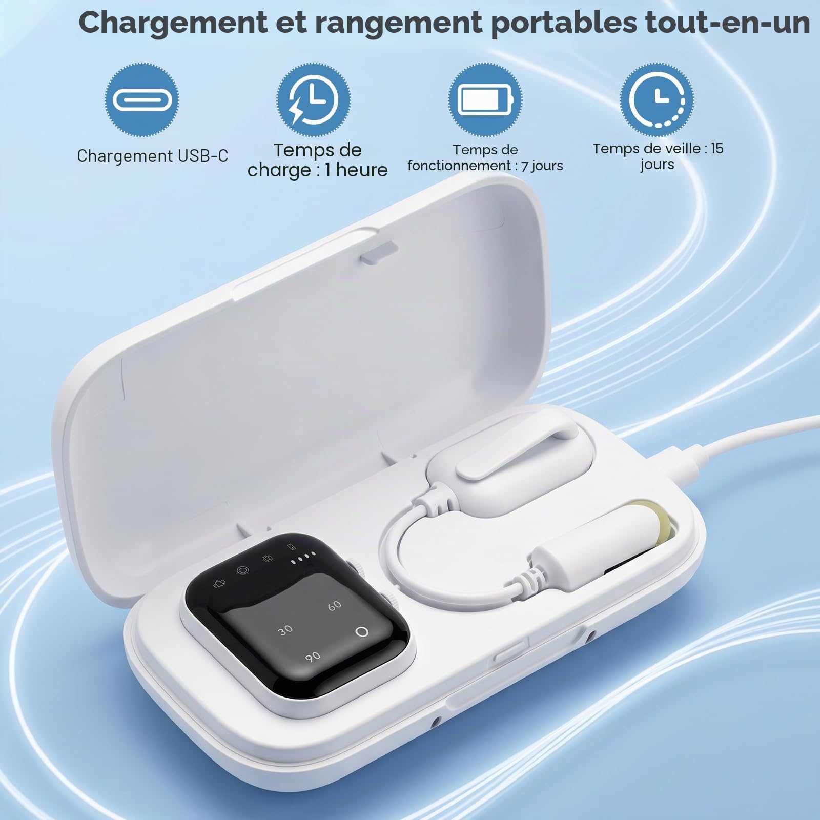 Alarme sans Fil pour Énurésie Nocturne Enfant, Alarme Pipi Rechargeable par USB-C avec 3 Modes Sons & Vibrations, Apprentissage de la Propreté, Capteur Stop Pipi au Lit pour Enfants et Adultes
