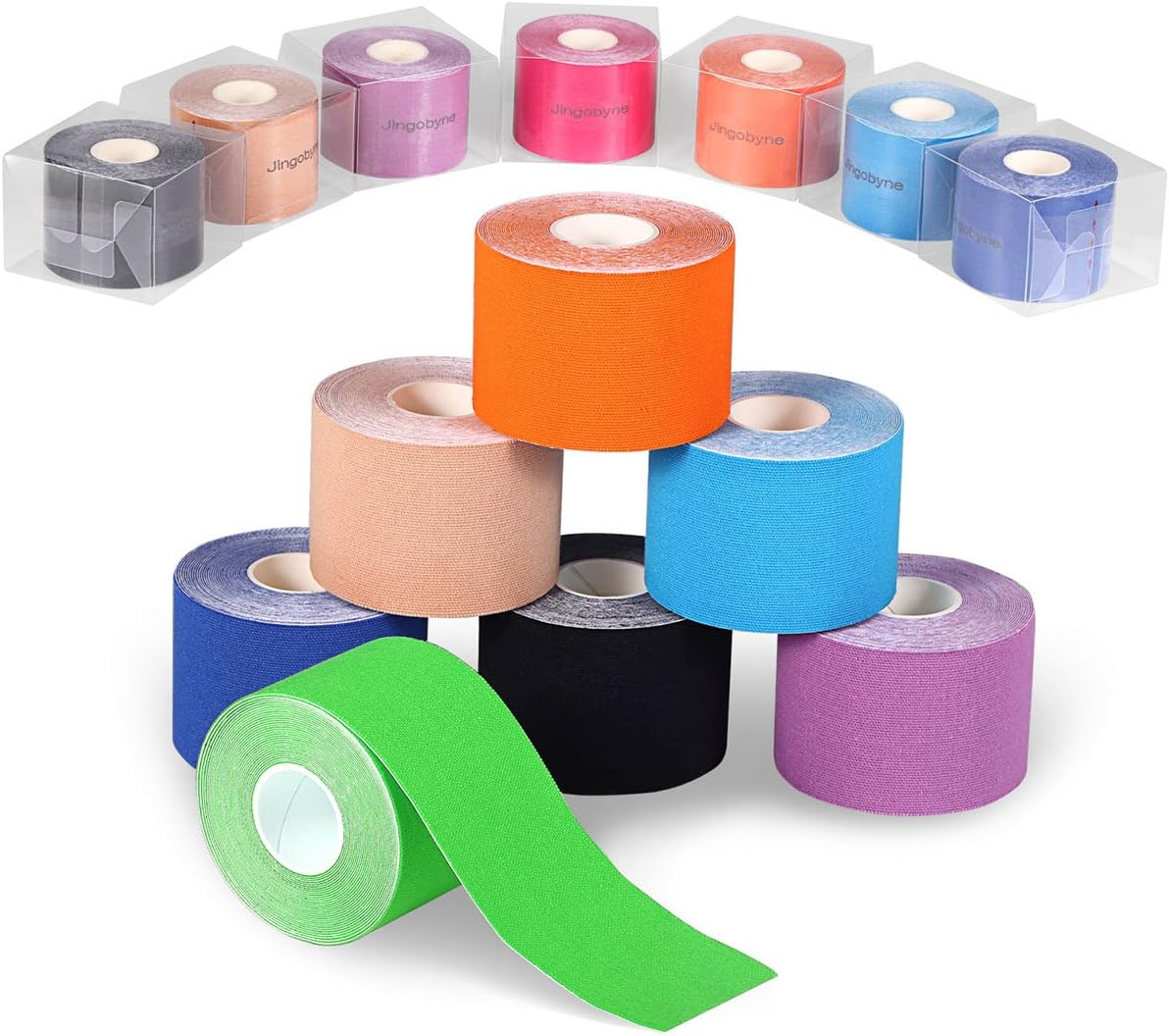 Kinesiology Tape Muscle Tape-2 Pack or 1 Pack- 5m x 5cm Roll Elastic Therapeutic Tape for Sport Plantar Fasciitis Ankle Shin Splints Knee Elbow Wrist Back Shoulder Neck - Green Tape (Single)
