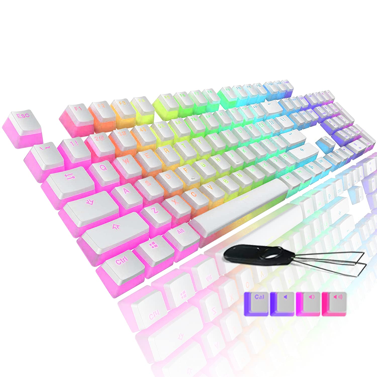 Buy Keycaps 60 87 104 Double Backlit PBT Pudding Keycap Set with Puller