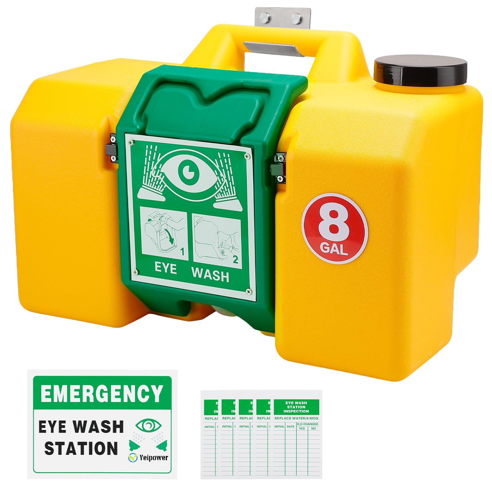 Estación de lavado de ojos portátil aprobada por la OSHA, kit de riego de lavado de ojos de emergencia de 8 galones, certificado ANSI