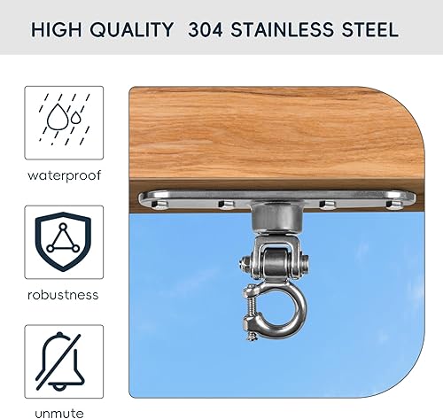 Miniatura 4 de Colgador de columpio de acero inoxidable resistente con rodamientos lisos de 180  + 360 , capacidad de 1500 libras, hamaca de yoga, bolsa de arena,