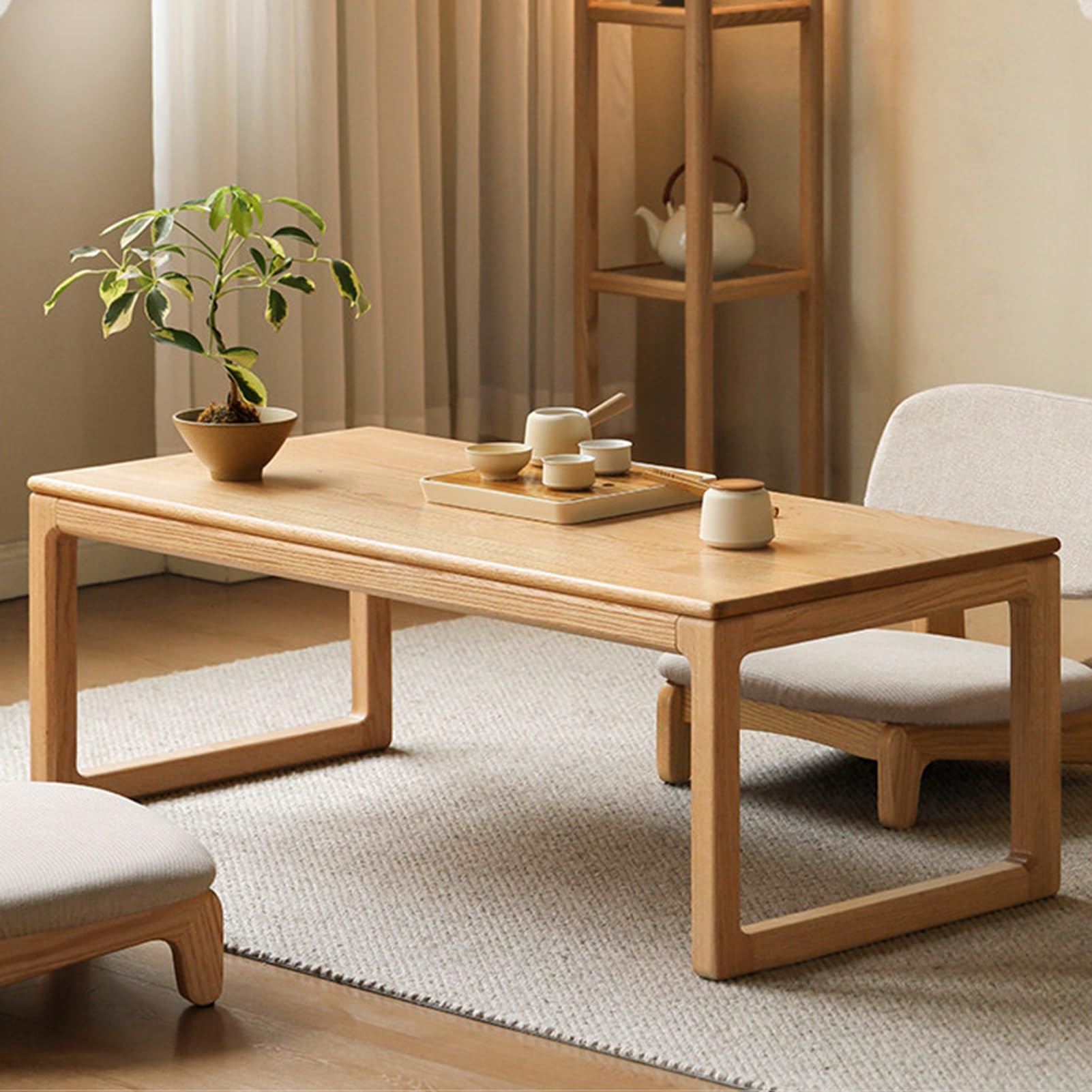 Table de sol japonaise en bois massif pour soulager le dos en méditation