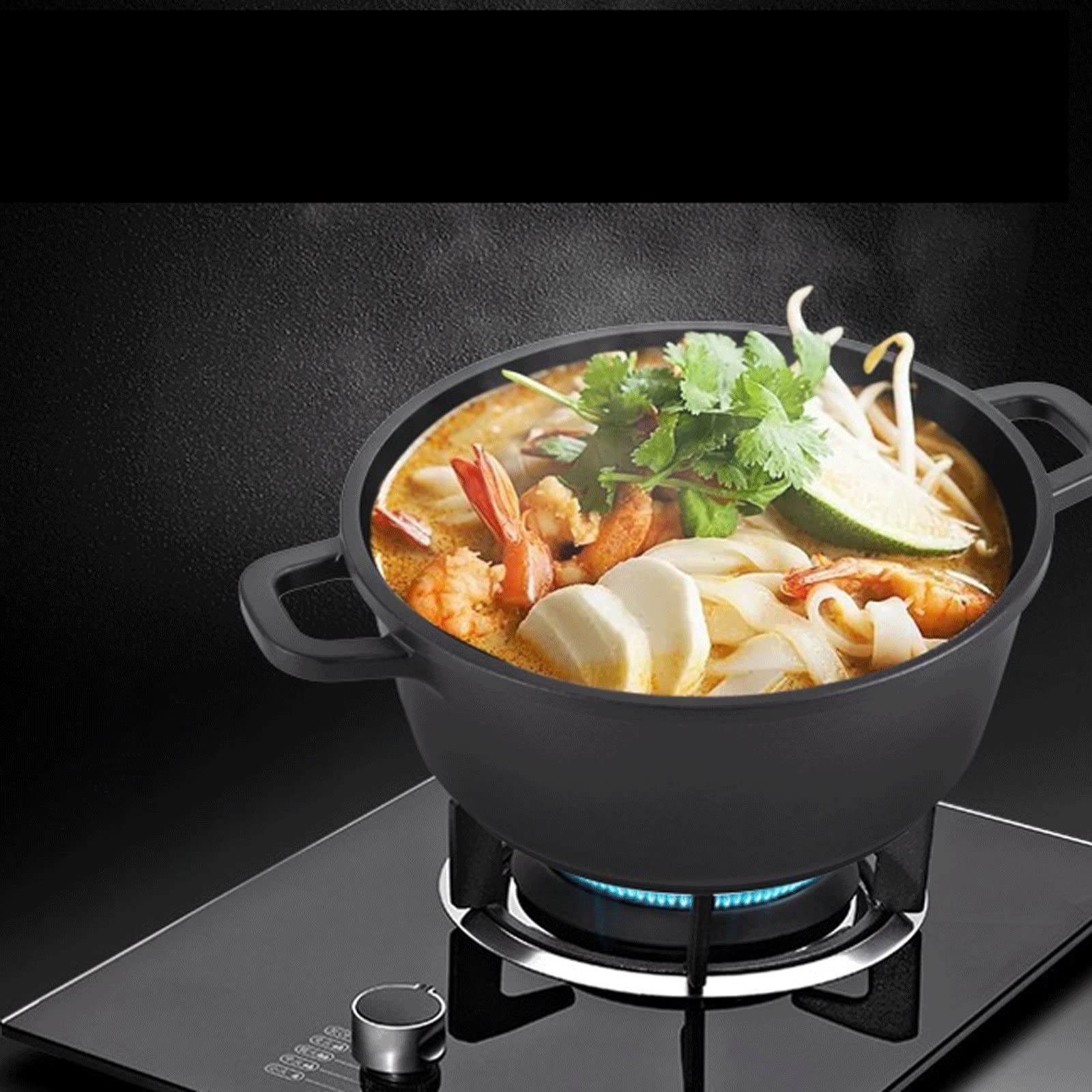 Garnek aluminiowy do zupy Garnek do użytku domowego, wielofunkcyjny, nieprzywierający, kuchenka indukcyjna, uniwersalny, dwudrzwiowy, dwuuszny garnek do zupy