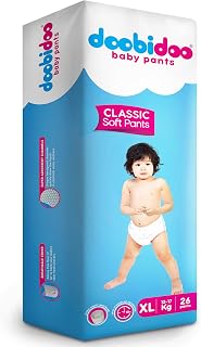 Doobidoo Classic Baby Diaper Pants XL Size (26 Count) | Cushiony Cotton | Diamond Channels | Rash Free | 10 Hours Absorption Price In India