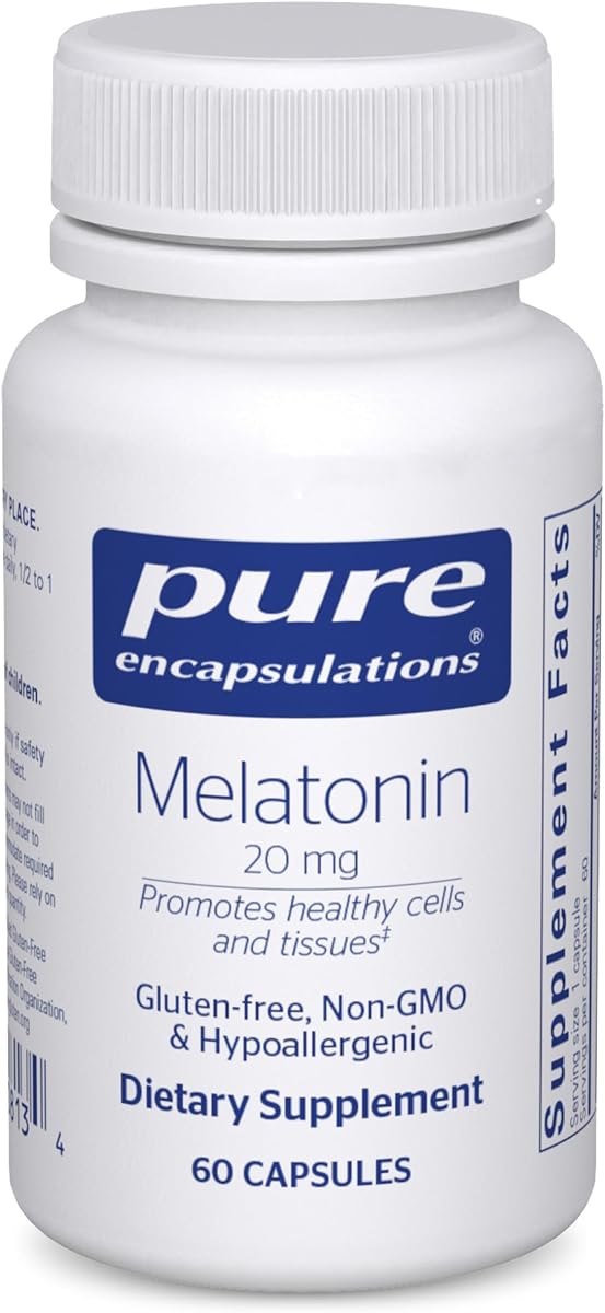 Melatonin 20 mg, 60 Capsules | Not Intended for Sleep Support, for Immune System and Healthy Cells*, 99.5% Purity Melatonin, Gluten-Free and Non-GMO