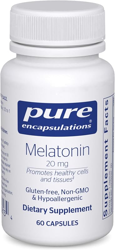 Melatonin 20 mg, 60 Capsules | Not Intended for Sleep Support, for Immune System and Healthy Cells*, 99.5% Purity Melatonin, Gluten-Free and Non-GMO