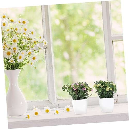 Miniatura 9 de Cabilock 2 piezas de flores cuadradas pequeñas en maceta de plástico, plantas verdes artificiales, decoración de plantas artificiales en maceta de