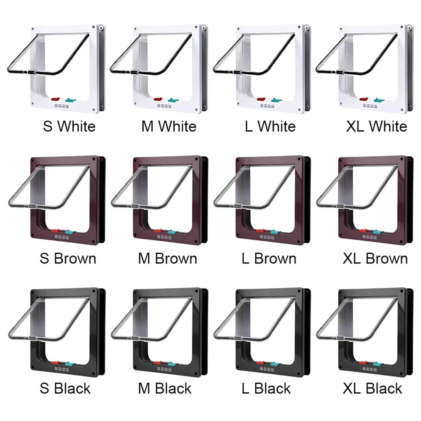 Gateras para Puertas Puerta con Cerradura de Seguridad 4 vías, for Cachorros y Gatitos, Puerta pequeña plástico ABS for Mascotas Perros(Black,L)