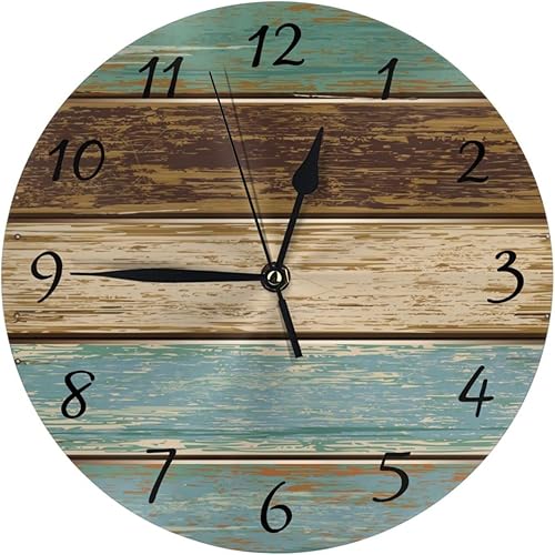 Reloj de pared Driftwood, 10 pulgadas, silencioso, sin tictac, estilo rústico, retro, rústico, decorativo, para sala de estar, cocina, hogar, baño,