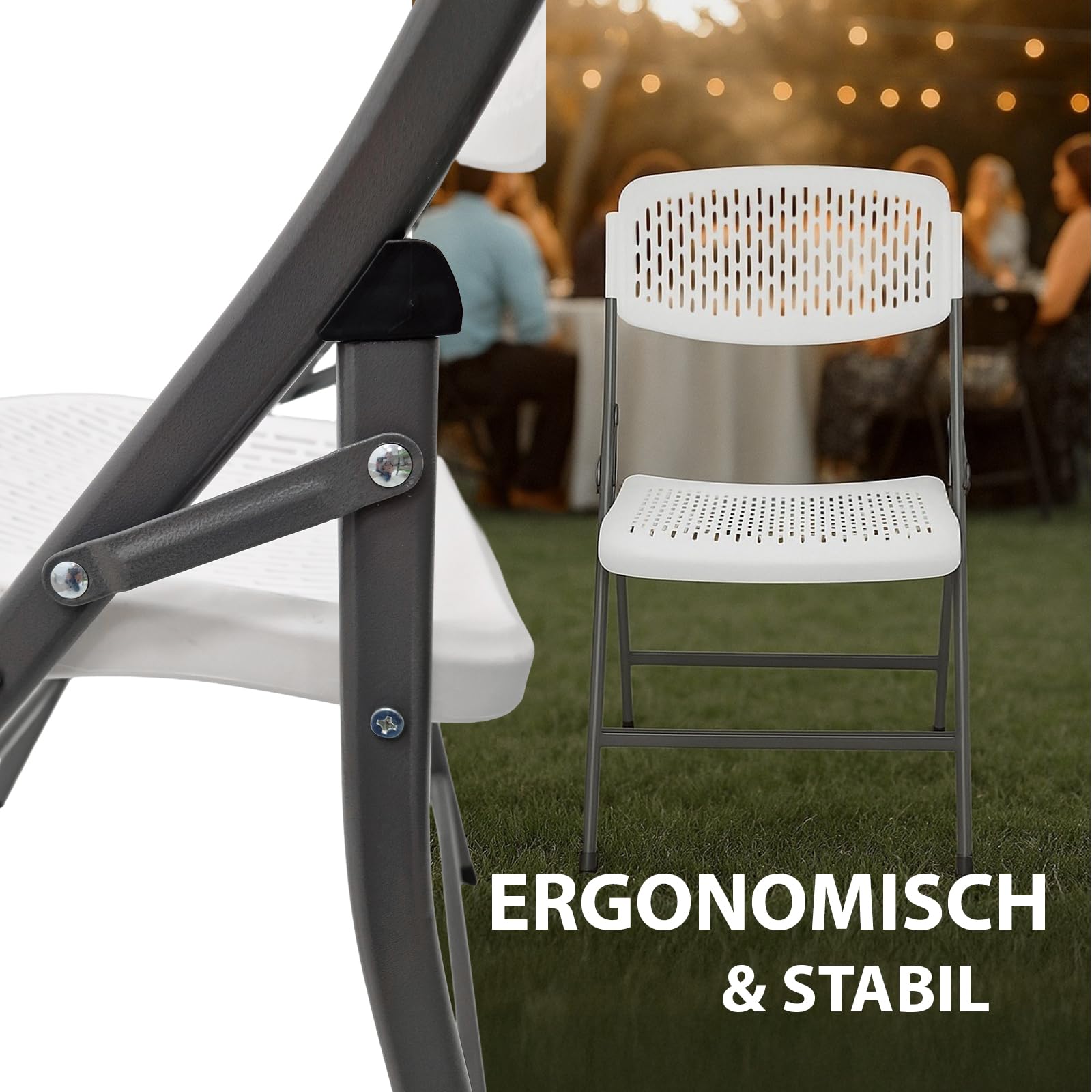 TRUTZHOLM Klappstuhl 2er Set 150 kg Traglast ergonomische Sitzform klappbarer Gartenstuhl mit wetterfester pflegeleichter Sitzfläche Balkonstuhl Campingstuhl Gartenstuhl Terrassenstuhl Angelstuhl weiß