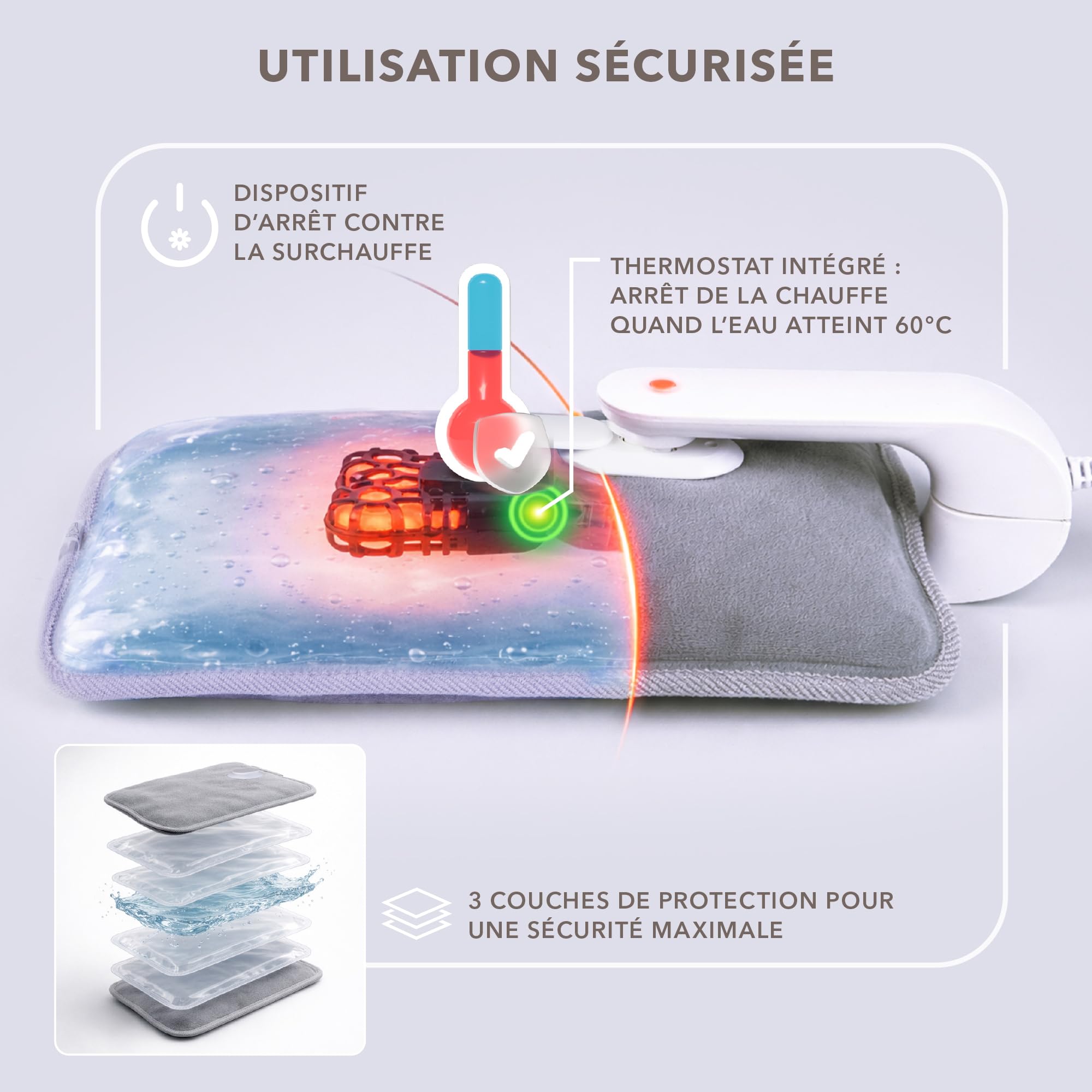 LANAFORM - Hand Warmer (Grey) - Bouillotte Électrique Chauffante - Chauffe Mains Et Pieds Portable - Autonomie De Plus De 3 Heures - Poche Spécifique Pour Les Mains - Matière Douce Et Confortable