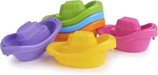 Munchkin Little Boat Train Bath Toys - 6 Floating Linking Boats with Funny Faces for Babies Toddlers Learning