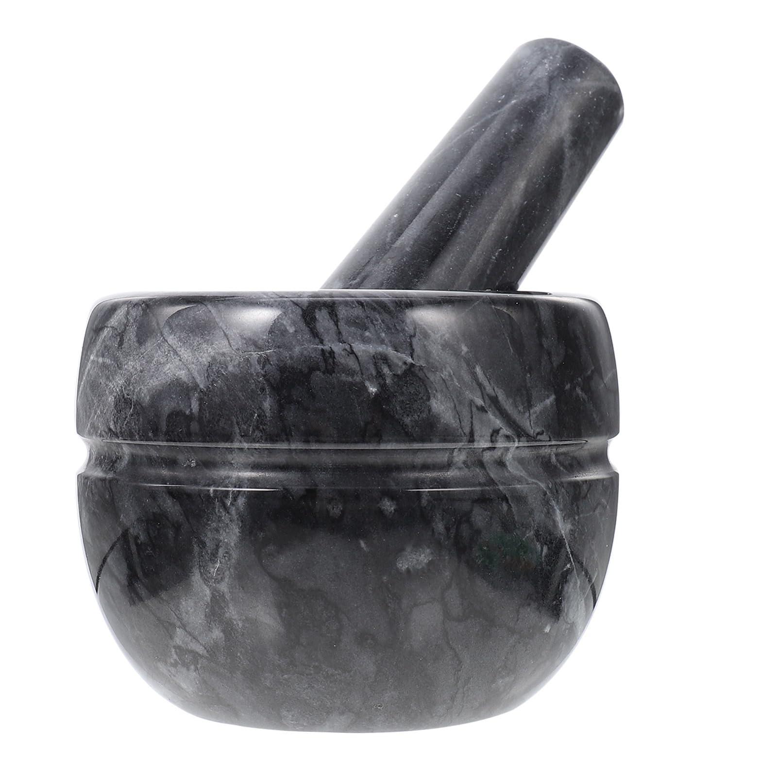 Mortero de mármol negro KICHOUSE con pulido fino, machacador elegante de diseño simple para el hogar 8