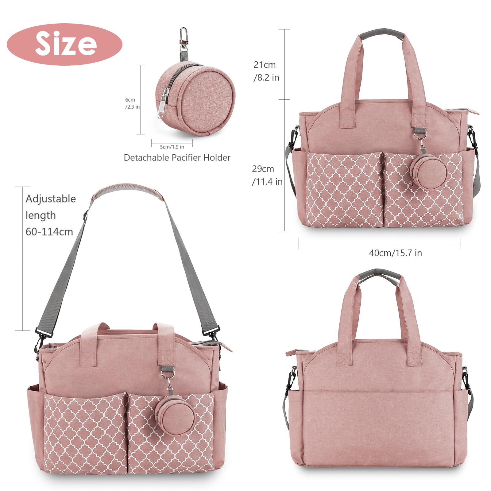 Sac à Langer Bébé Multifonction, 13 Poches Grande Capacité, Sac Maternité Imperméable Bandoulière, Sac pour Poussette avec Trousse Tétine, Sac de Voyage pour Maman et Papa