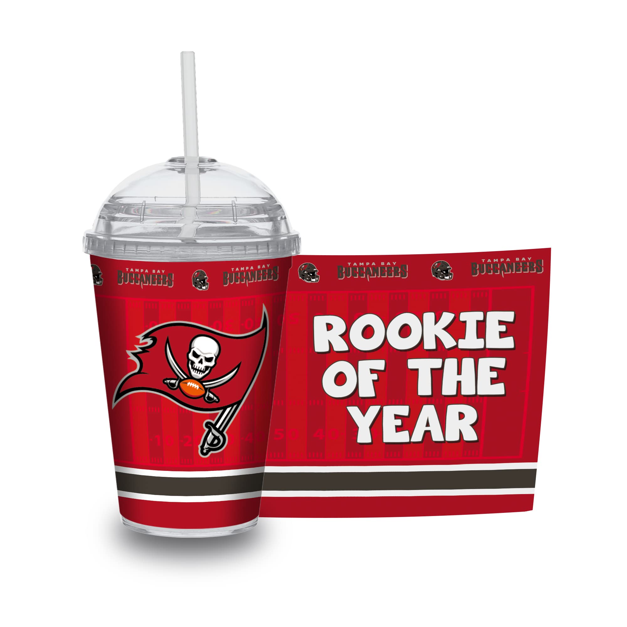 Rico Industries NFL Football Rookie of The Year 12oz Acrylic Tumbler, Youth Tumbler with Swirly Straw