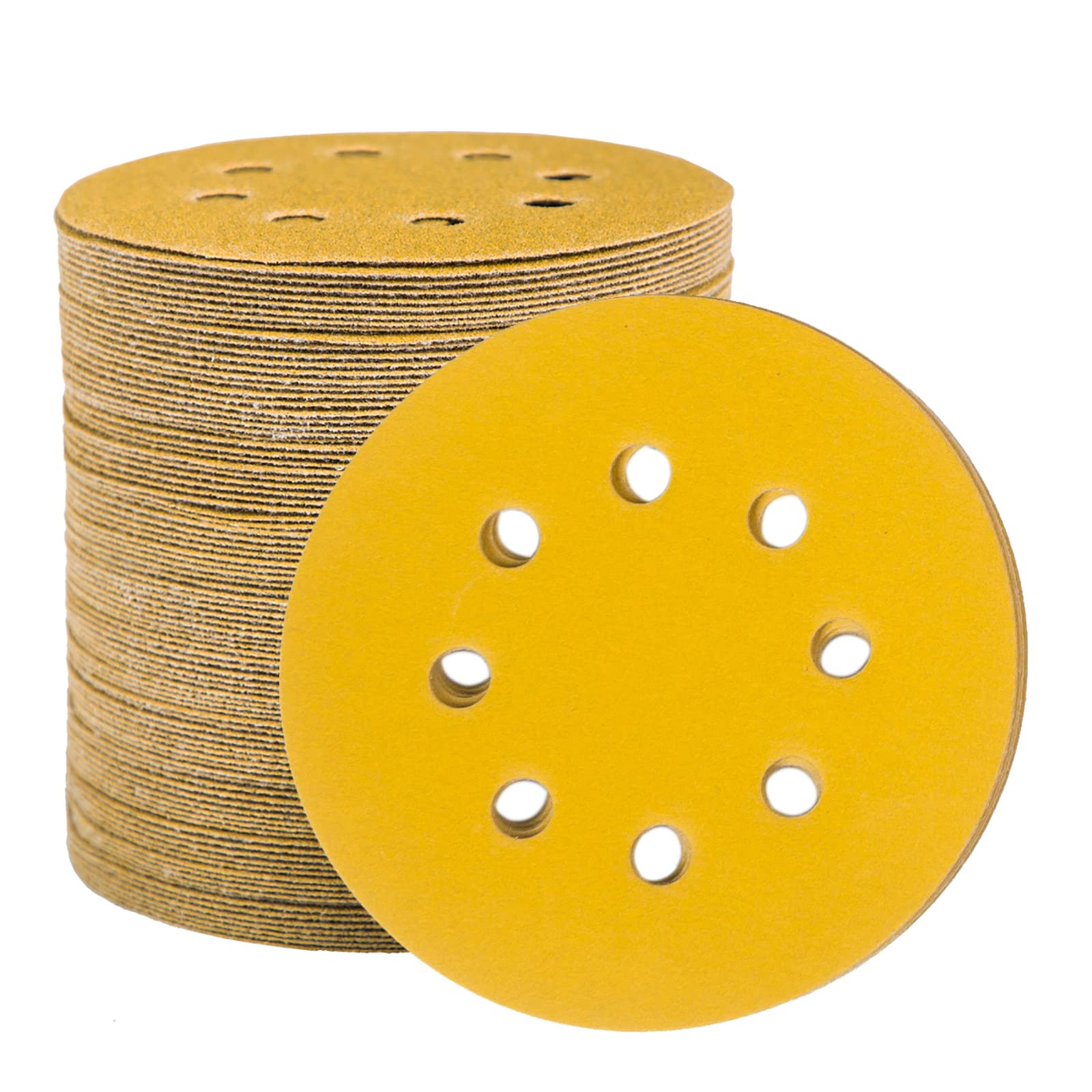 STEBRUAM Disques de Ponçage Papier Abrasifs 125mm, 100 Disques Abrasifs de Ponçage Ponceuse tampons ponçage ronds 8 trous Grain 180 pour Poncer Polir Dérouiller