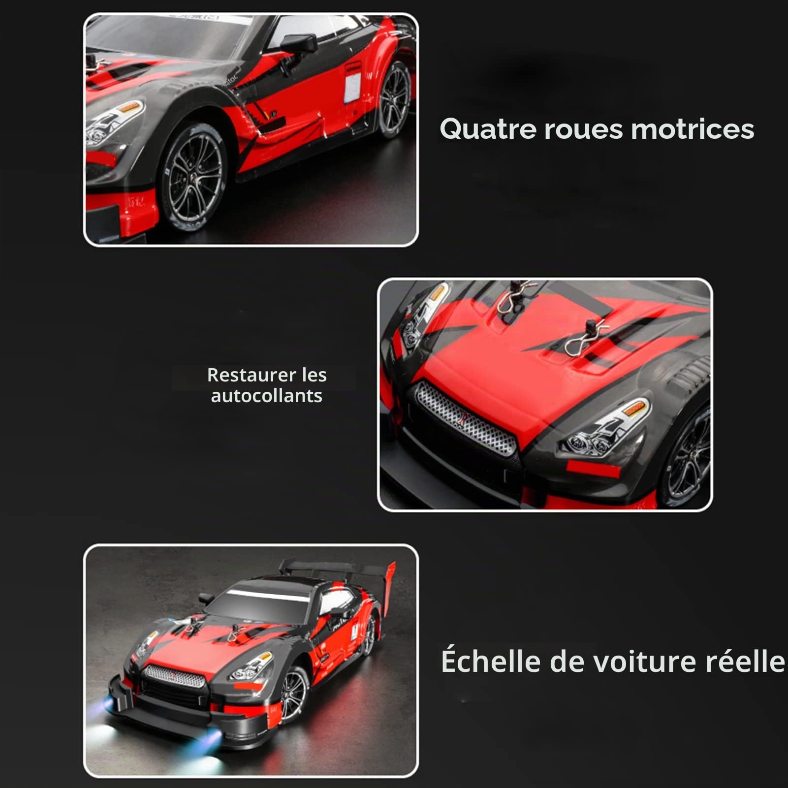 Goolsky Voiture télécommandée, RC Drift Car, 1/16 Voiture de Drift, 2,4 GHz, 4 Roues motrices, 40 km/h, RC Racing Car High Speed, RTR