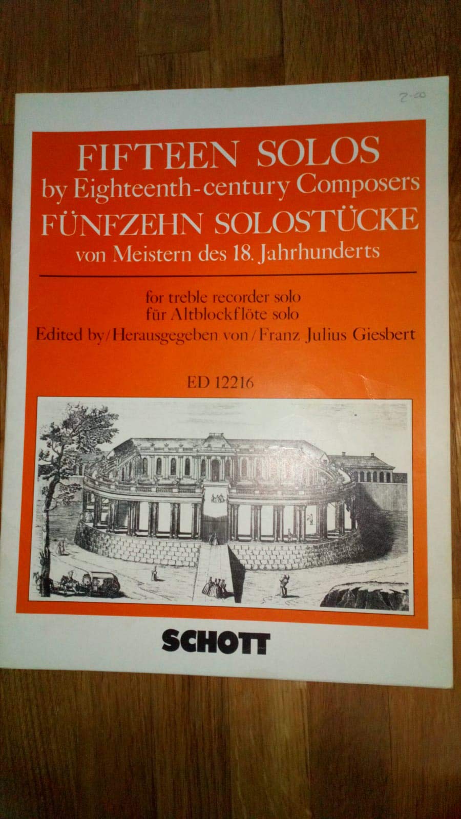 15 Solos: by Eighteenth-century Composers. treble recorder.