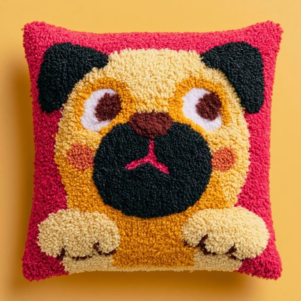 Taxpy DIY Latch Hook Pillow Kit Dog 17X17 Inch