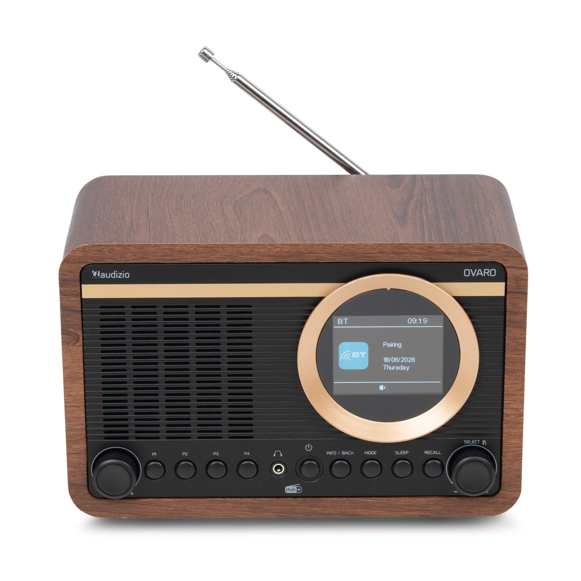 Audizio Ovaro Radio Dab+ Rétro Bluetooth FM Bois Noyer