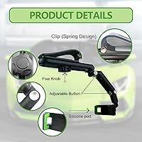 Vista 3 de Sun Visor Car Phone Holder, 360° Rearview Phone Holder for Car Sun Visor, Retractable Car Phone Mount Compatible with iPhone/Android/Samsung