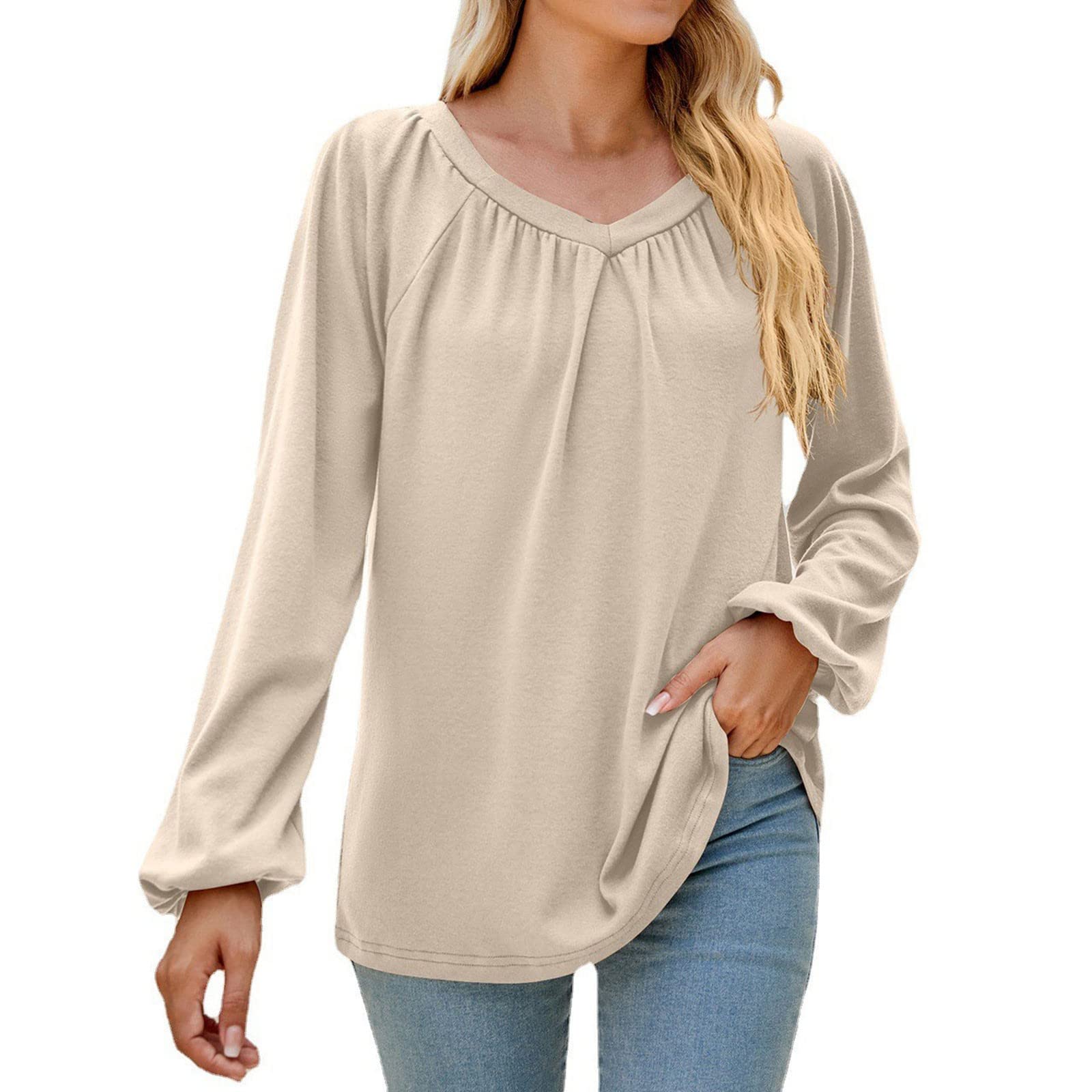 XNC Women's Summer V-Neck Cap Sleeve Top - Side Pleat Loose Fit Tank Tee - View #12
