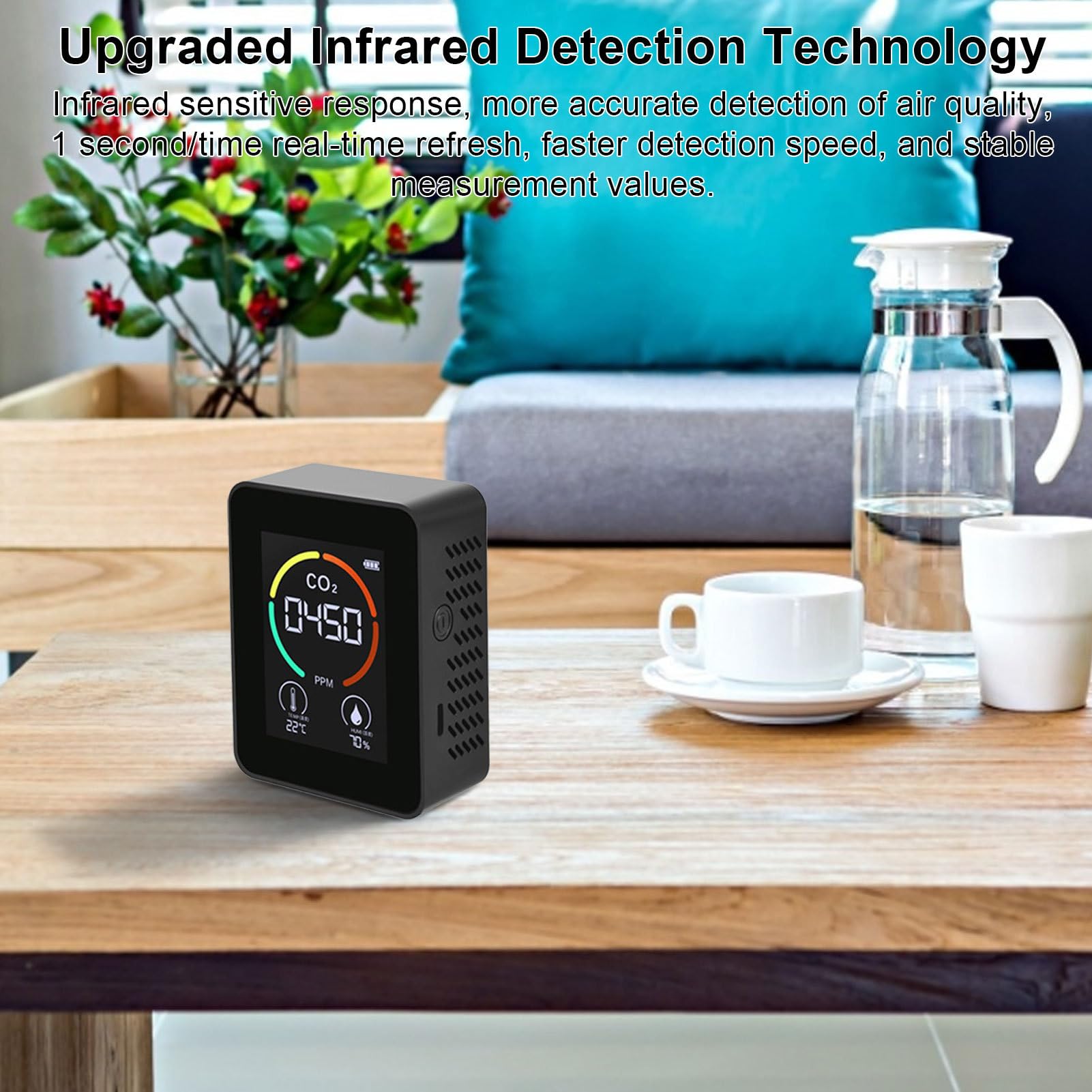 Detector de dióxido de carbono | Medidor de dióxido de carbono de mesa de | temperatura y humedad, analizador de aire de temperatura y humedad, medidor digital de para el hogar y viajes en