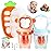 Baby Fruit Food Feeder - Silicone Nibble Tray Combo - Breastmilk Popsicle Mold for Cooling Relief, BPA Free Mesh Feeder for Infant Self Feeding (Monkey Blue Orange + Carrot)