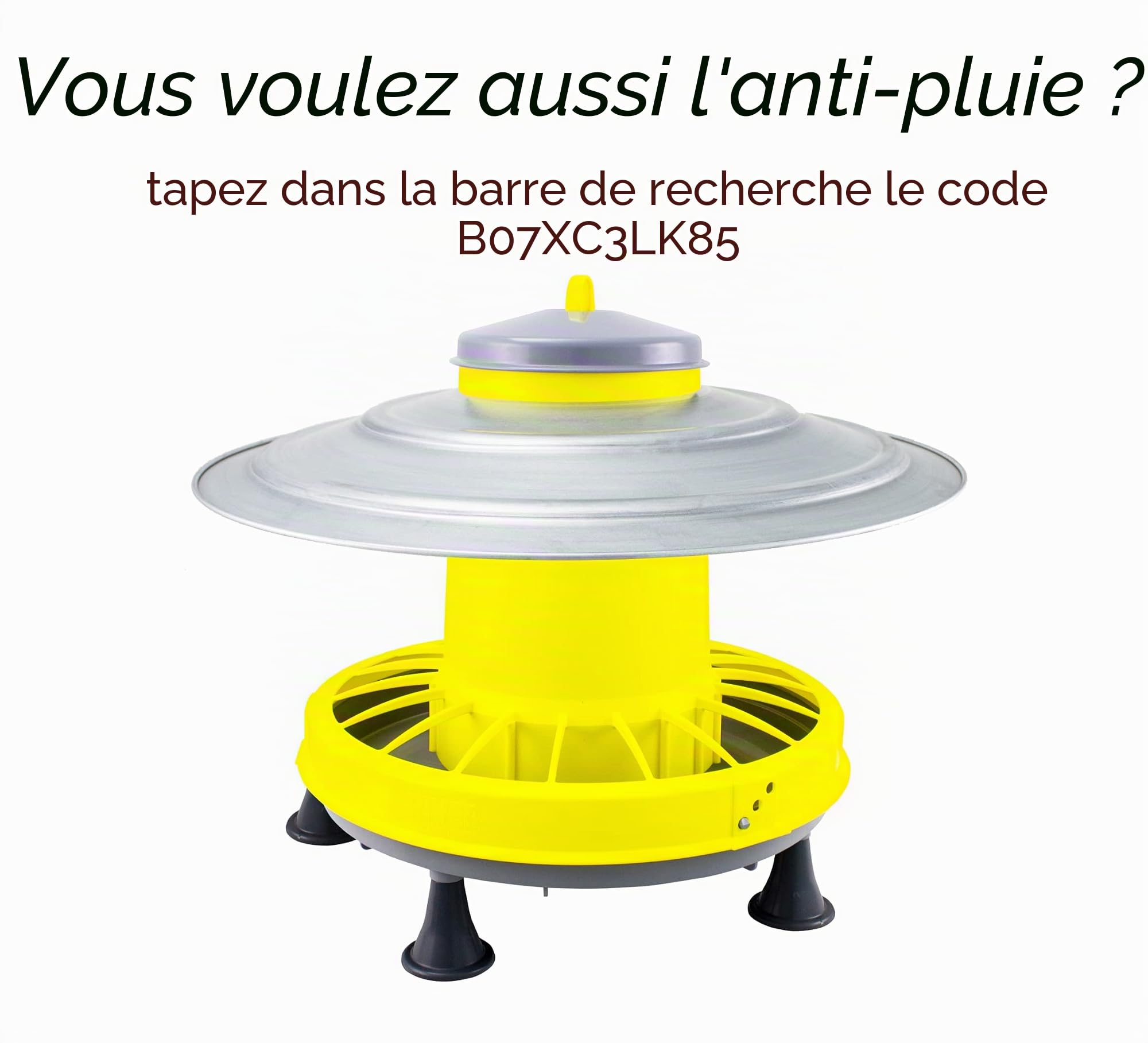 Mangeoire Poules 9 Kg | Grille Anti-Gaspillage et Pieds | À 3 Positions de Réglage Largeur 40,5 cm Hauteur 43,5 cm
