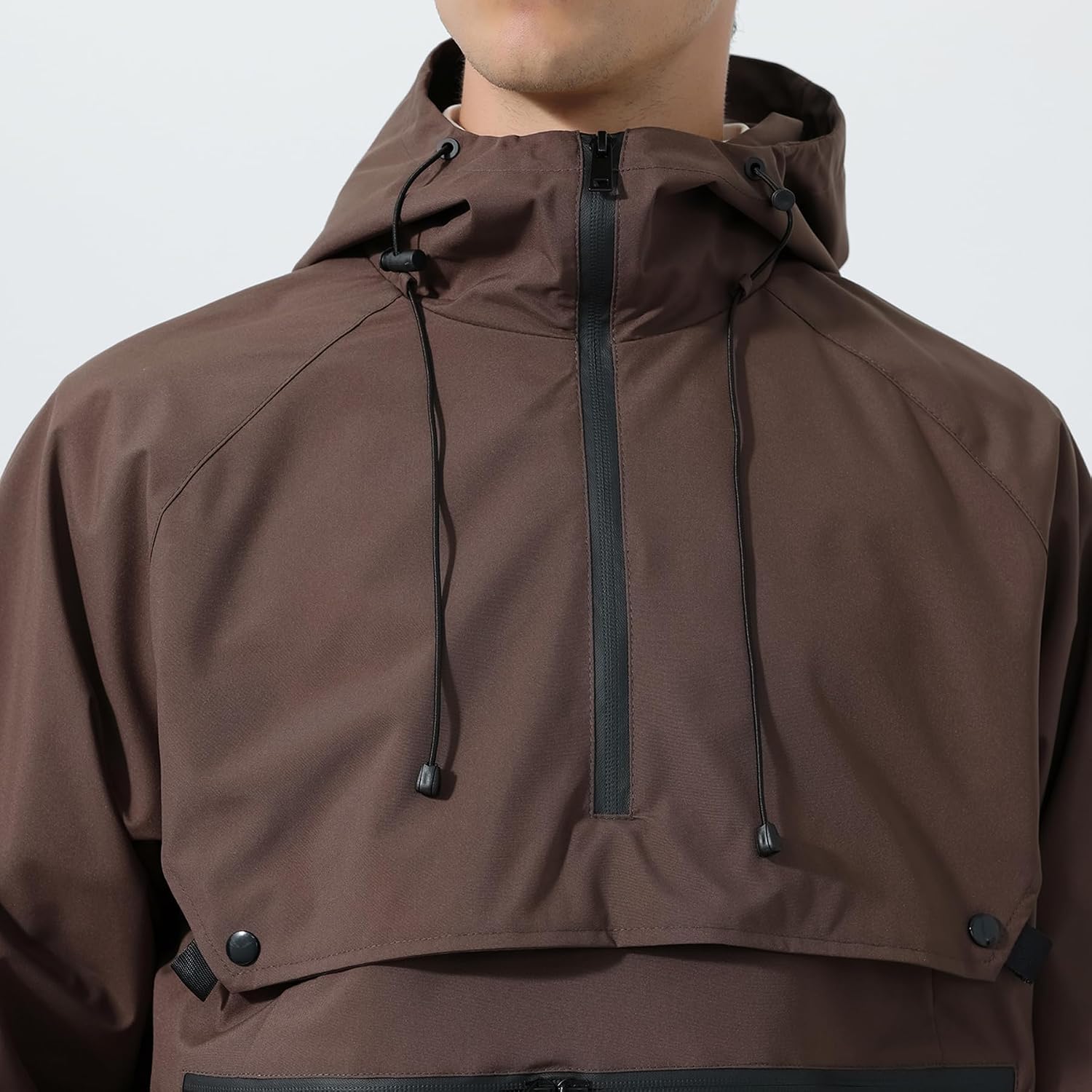 YOUTHUP Men's Soft Shell Jackets Lightweight Quarter Zip Hooded Pullover Outdoor Sports Cargo Casual with Pocket