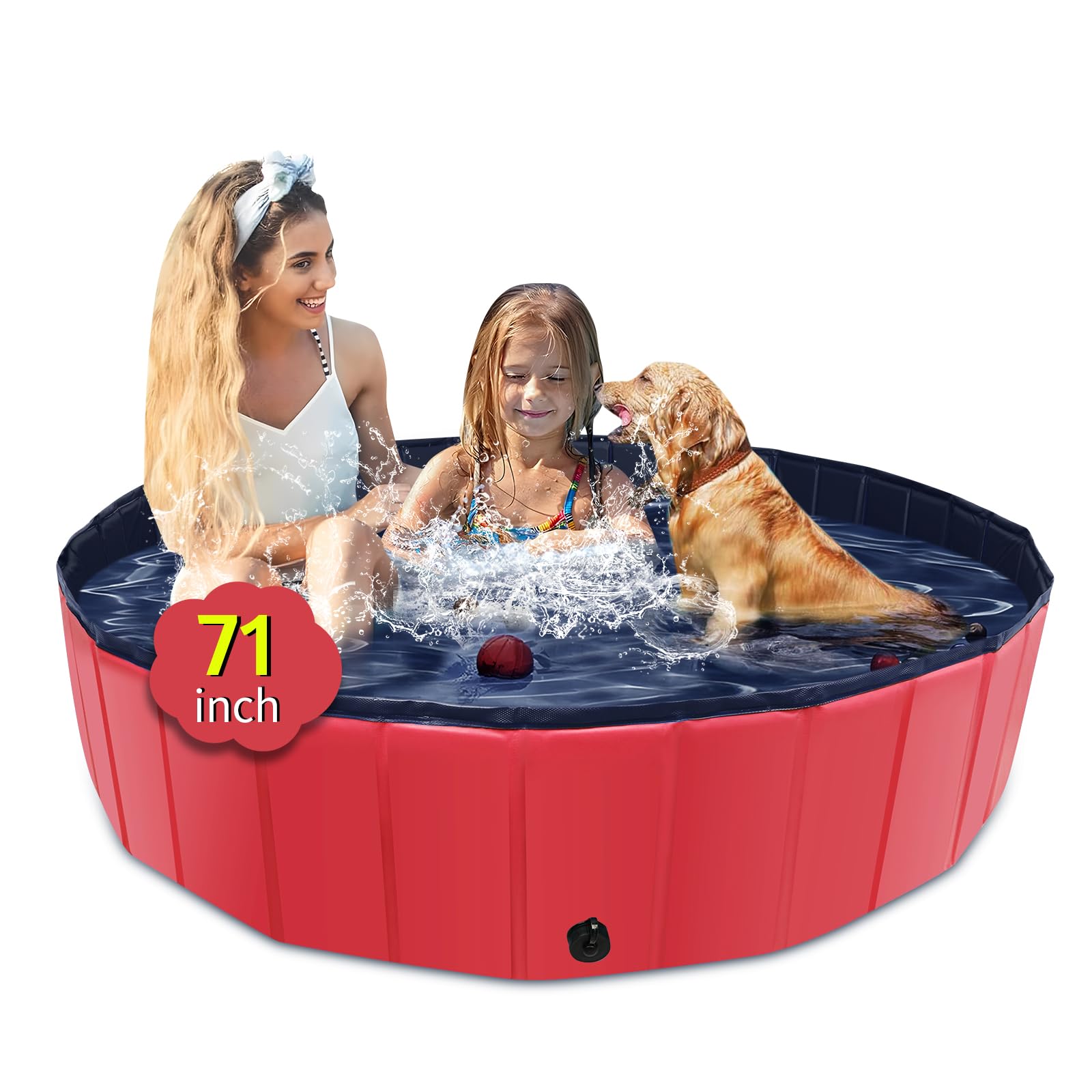 CACSPS Faltbarer Hundepool, 160 x 30,5 cm, Kinderpool mit hartem Kunststoff, rutschfeste Hundebadewanne für den Außenbereich, Hinterhof, zusammenklappbarer Hundepool für Kinder, Hunde, Haustiere