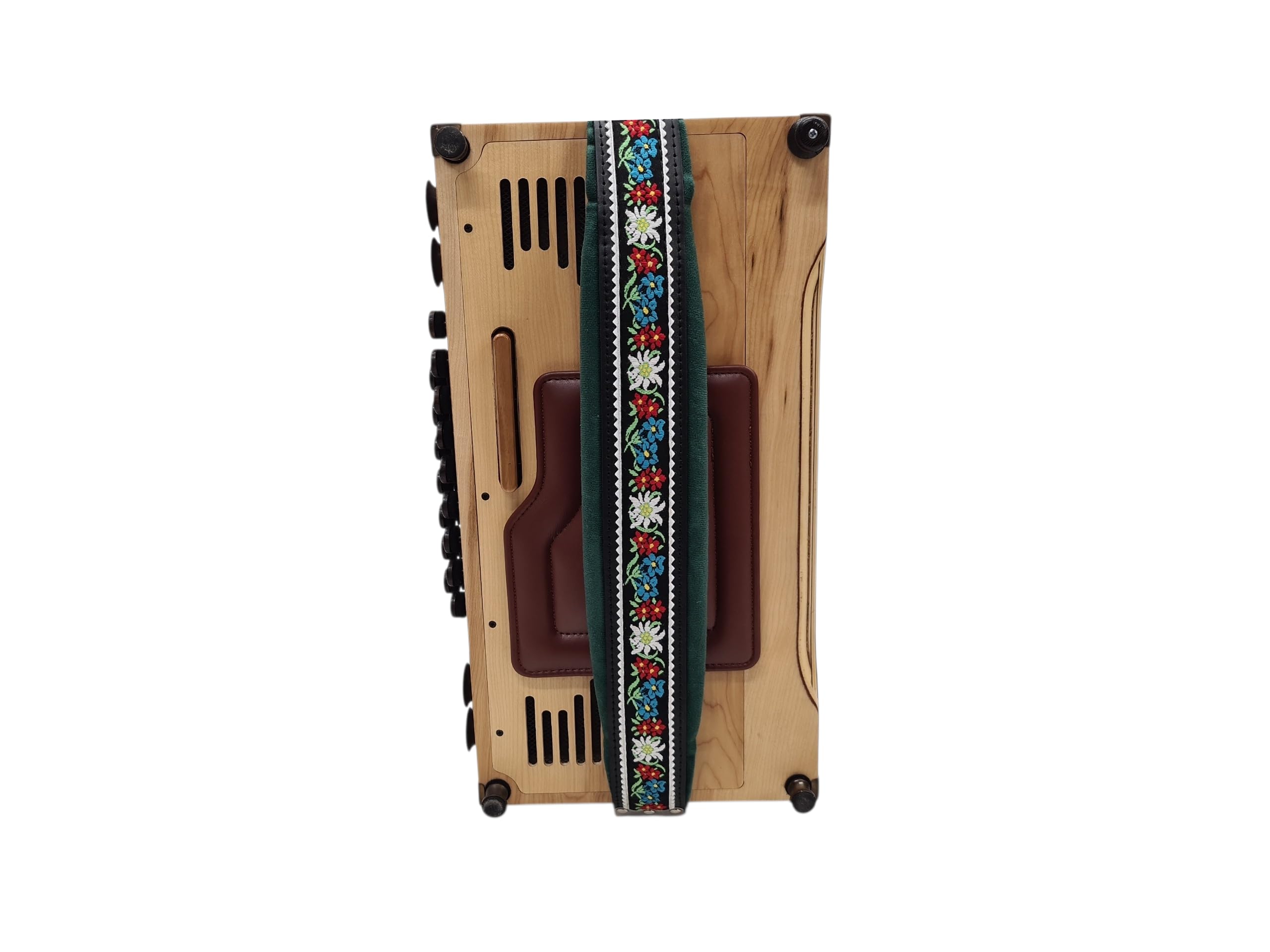 Steirische Harmonika Bassbodenleder Handgelenkschoner Variante 1 – hellbraun, aus Echtleder – ergonomischer Handgelenkschutz, bequem & langlebig – traditionelles Zubehör für die Bassseite