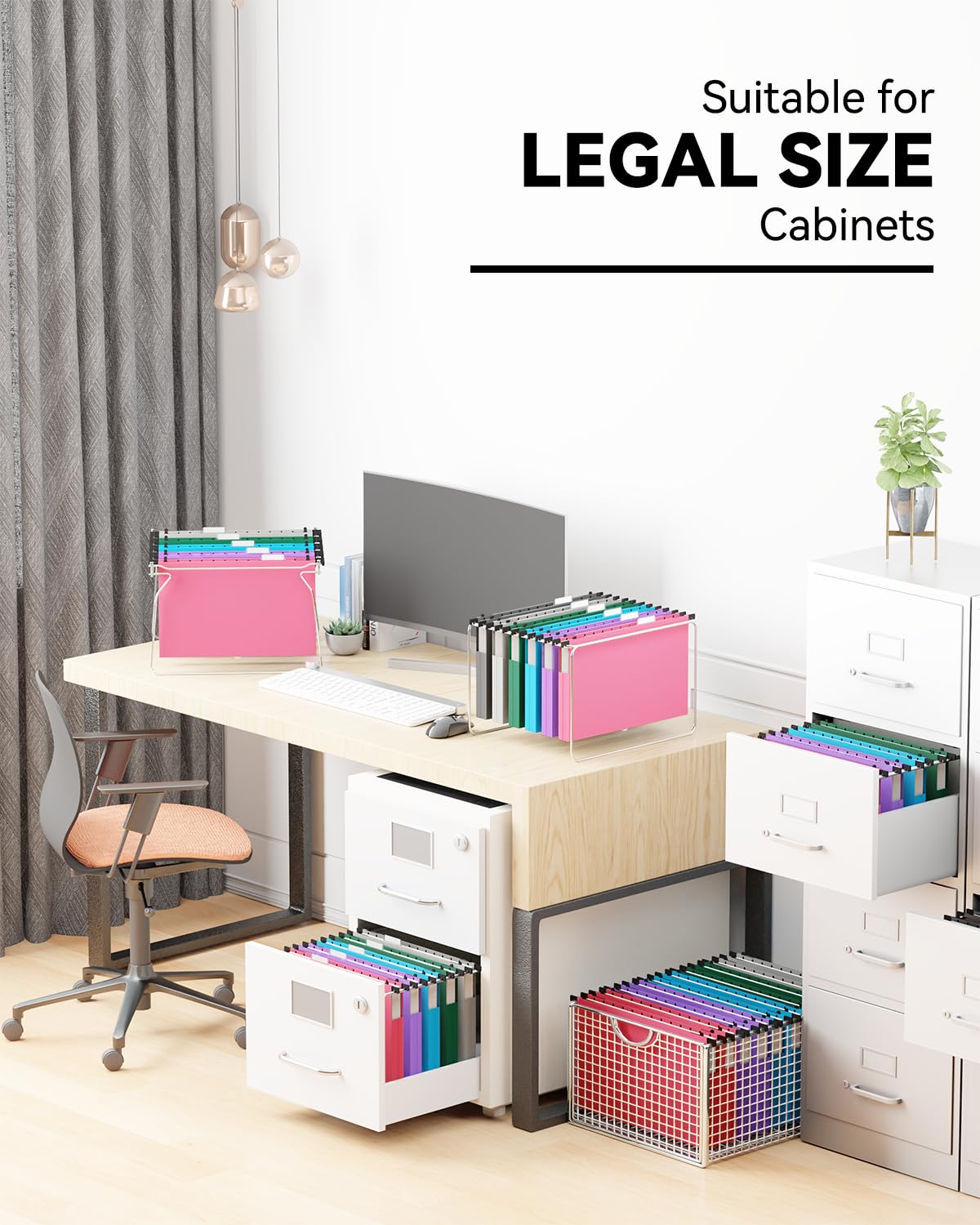 Ansook Cartelle portadocumenti in plastica di dimensioni legali, confezione da 12 cartelle con linguette, resistenti, espandibili da 2,5 cm, organizer per documenti legali da appendere