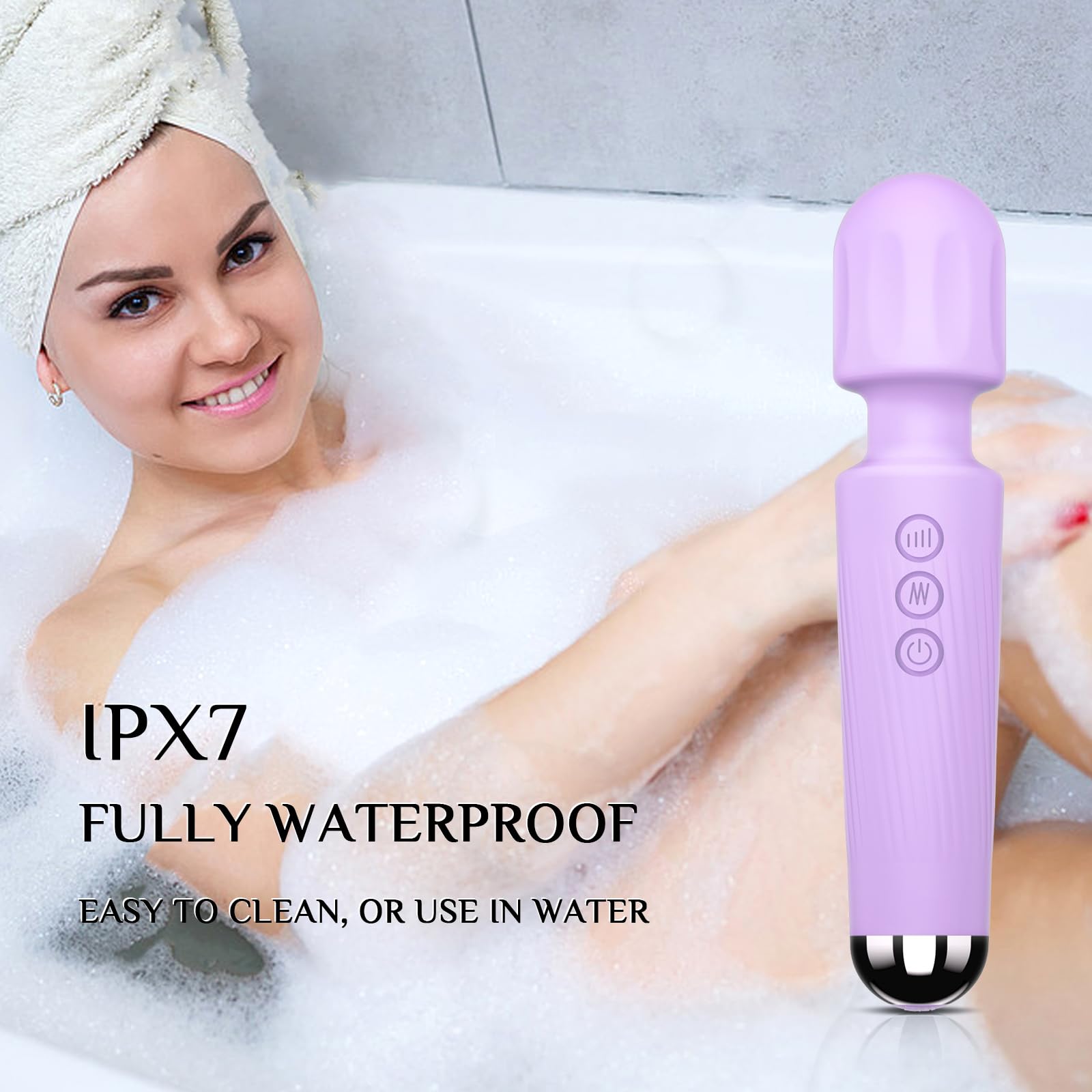 Vibrator Wand,Adult Sex Toy Wand, G Spot Dildo, Clit Vibrator, Sex Vibrators,Clitoris Stimulation,with 8 Speeds & 20 Patterns,Fully Waterproof,Vibrating Wand for her Pleasure (Rose Red): Large Light purple
