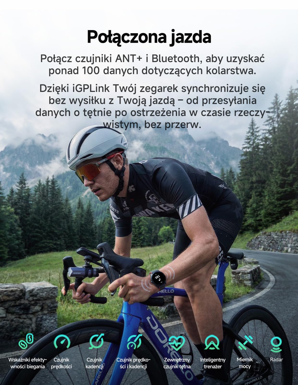 iGPSPORT VeRun Ultralekki Smartwatch do Biegania, AMOLED 1,32", GPS Dwuczęstotliwościowy, 14 Dni Pracy Baterii, Nawigacja Offline,Czarny