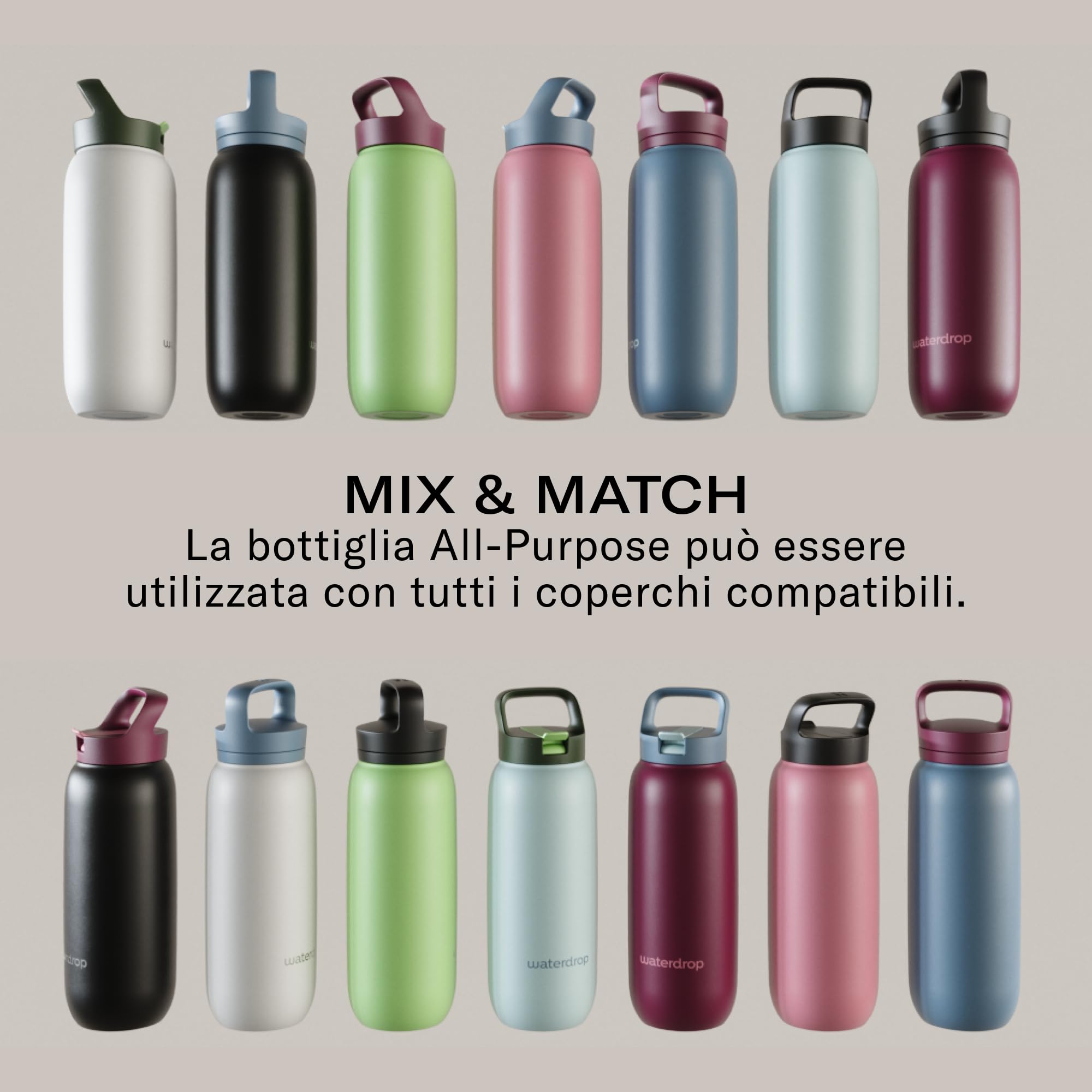 waterdrop® Borraccia con Cannuccia 600 ml, Borraccia Termica, Acciaio inox senza BPA, Borraccia Bambini, Palestra, Adulti, Bottiglia Termica per Bevande Calde e Fredde