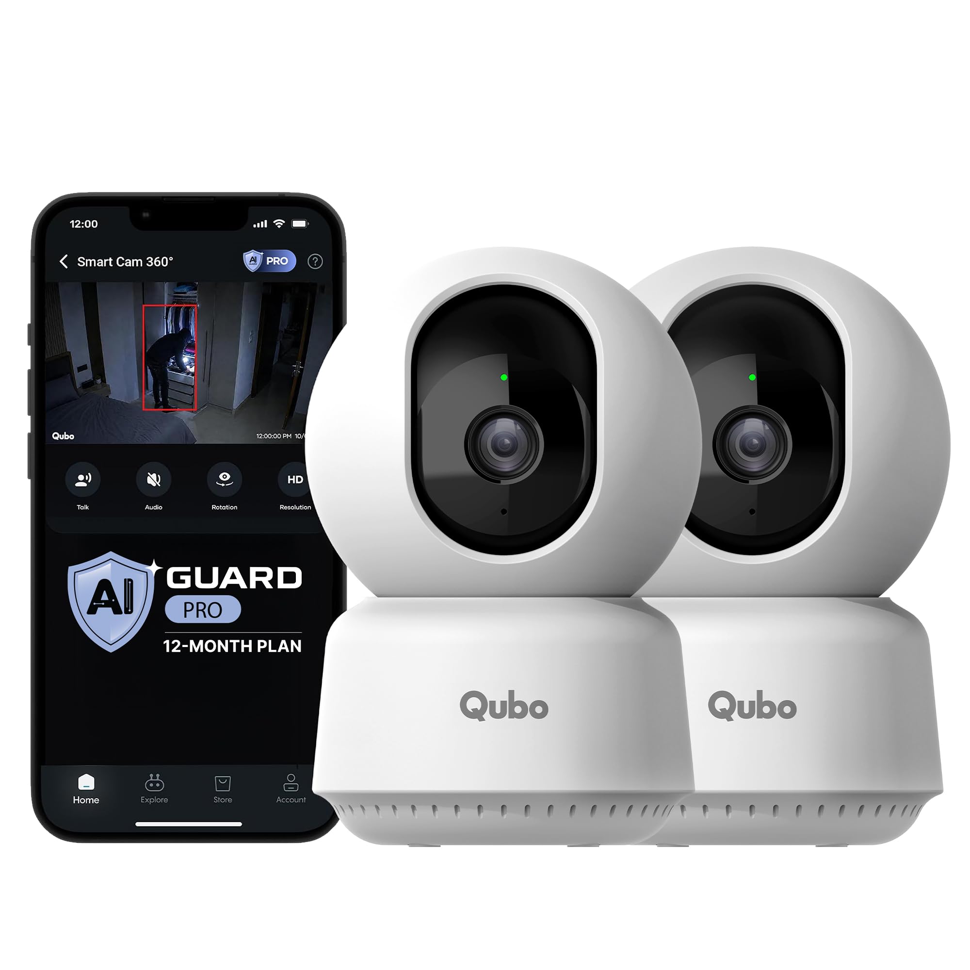 Qubo Smart Cam 360° by Hero Group [2026 Edition]| 3MP Ultra 2K Display | Color Night Vision | 360° Panoramic Monitoring | 2-Way Talk | AI Person Detection | microSD & Cloud Support (Pack of 2)-picture-11